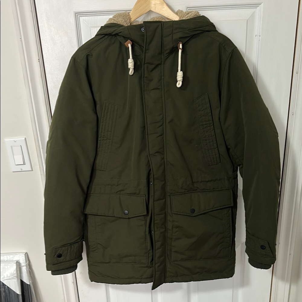 Olive Green Coat with Hood